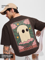 Men's Brown Round Neck Oversized Tshirt