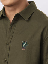 Men's Green Cotton Linen Shirt