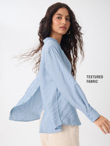Women's Blue Casual Regular Fit Solid Full Sleeves Shirt