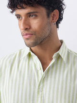 Men's Green Striped Regular Fit Shirt
