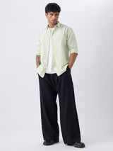 Men's Green Striped Regular Fit Shirt