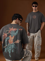 Men's Grey Round Neck Oversized Tshirt