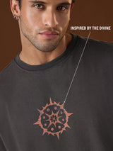 Men's Grey Round Neck Oversized Tshirt