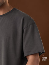 Men's Grey Round Neck Oversized Tshirt
