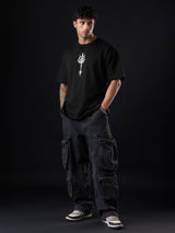 Men's Black Round Neck Oversized Tshirt
