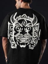 Men's Black Round Neck Oversized Tshirt