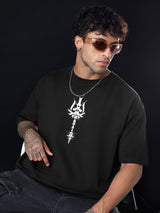 Men's Black Round Neck Oversized Tshirt