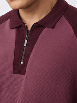Men's Pink Colorblocked Zipper Polo Tshirt