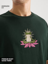Men's Green Round Neck Oversized Tshirt