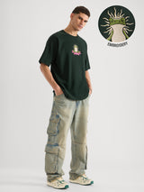 Men's Green Round Neck Oversized Tshirt