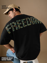 Men's Black Round Neck Super Oversized Tshirt