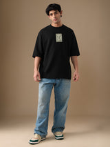 Men's Black Round Neck Super Oversized Tshirt