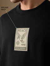 Men's Black Round Neck Super Oversized Tshirt