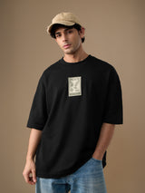 Men's Black Round Neck Super Oversized Tshirt
