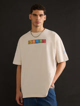 Men's Off White Round Neck Oversized Tshirt