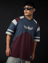 Men's Purple V-Neck Oversized Tshirt