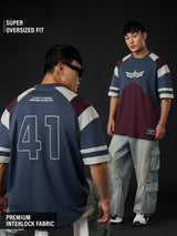 Men's Purple V-Neck Oversized Tshirt