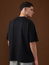 Men's Black Round Neck Oversized Tshirt