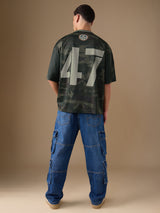 Men's Green V-Neck Oversized Jersey