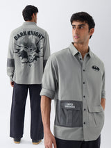 Men's Grey Oversized Utility Shirt