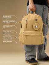 Unisex Beige Polyester Backpack 18L
