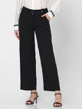Women's Black High Rise Straight Fit Pants