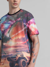 Men's Multicolor Casual Drop Shoulder Boxy Fit Half Sleeves Tshirt