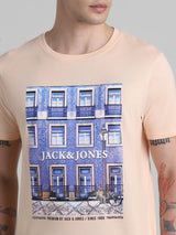Men's Pink Casual Regular Fit Half Sleeves Tshirt