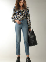 Women's Blue High Rise Straight Fit Jeans