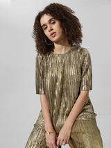 Women's Multicolor Woven Casual Solid Regular Fit Half Sleeves Top