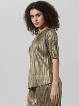 Women's Multicolor Woven Casual Solid Regular Fit Half Sleeves Top