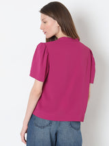Women's Pink V-Neck Top