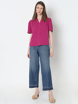 Women's Pink V-Neck Top