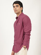 Men's Red Casual Regular Fit Solid Full Sleeves Shirt