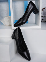 Women's Black Casual Slip-On Heels
