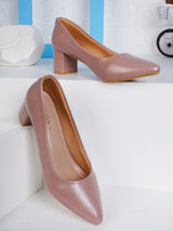 Women's Peach Casual Slip-On Heels