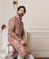 Men's Multicolor Full Sleeves Straight Embroidered Kurta