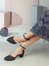 Women's Black Casual Strap Heels