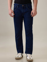 Men's Dark Blue Stretch Straight Fit Jeans