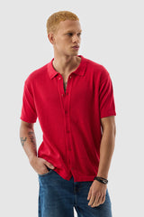 Men's Red Casual Slim Fit Shirt