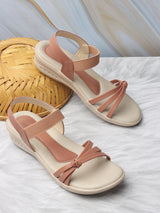 Women's Peach Casual Hook & Loop Sandals