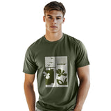 Men's Green Half Sleeves Graphic Printed Cotton Tshirt