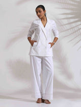 Women's White Casual Printed Co-ords Set