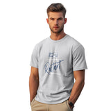 Men's Grey Half Sleeves Graphic Printed Cotton Tshirt