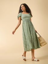 Women's Green Casual A-Line Dress