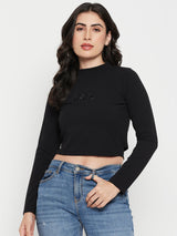 Women's Black Casual Full Sleeve Disney Top