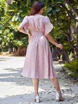 Women's Peach Casual Fit & Flared Dress