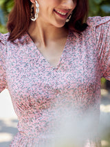 Women's Peach Casual Fit & Flared Dress