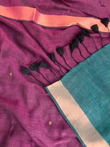 Women's Purple Pure Cotton Saree