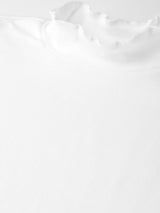 Women's White Rib High Neck Full Sleeve Top